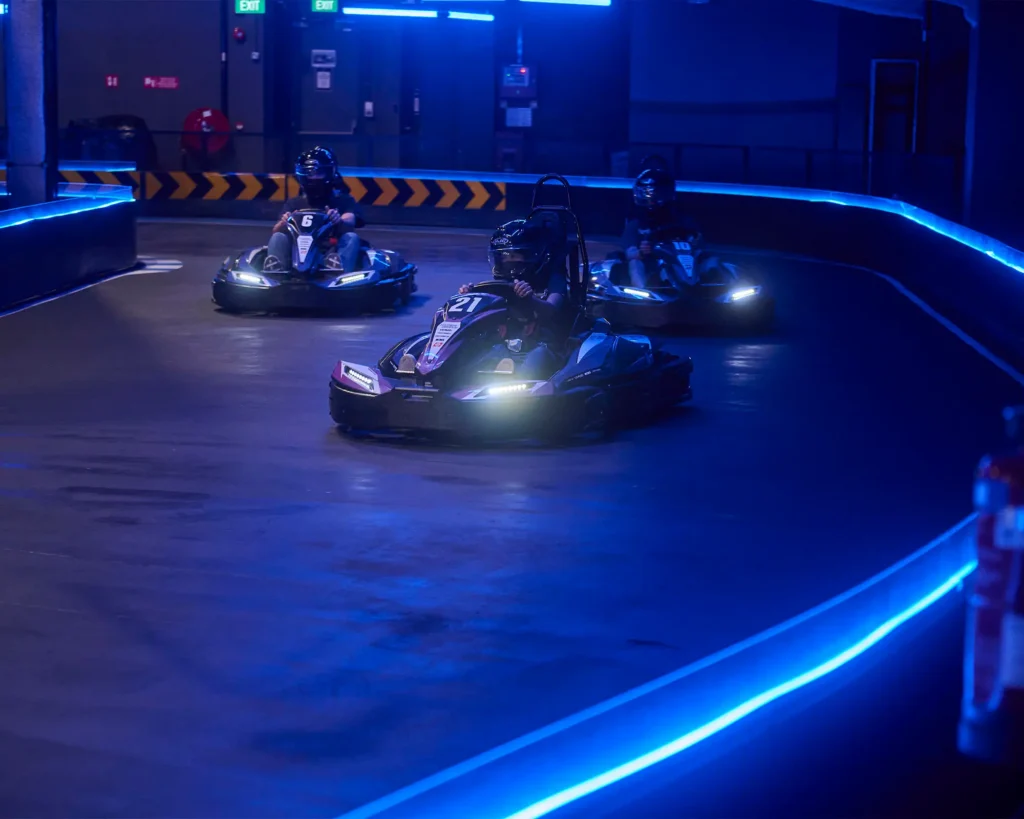 Racers speed around corner